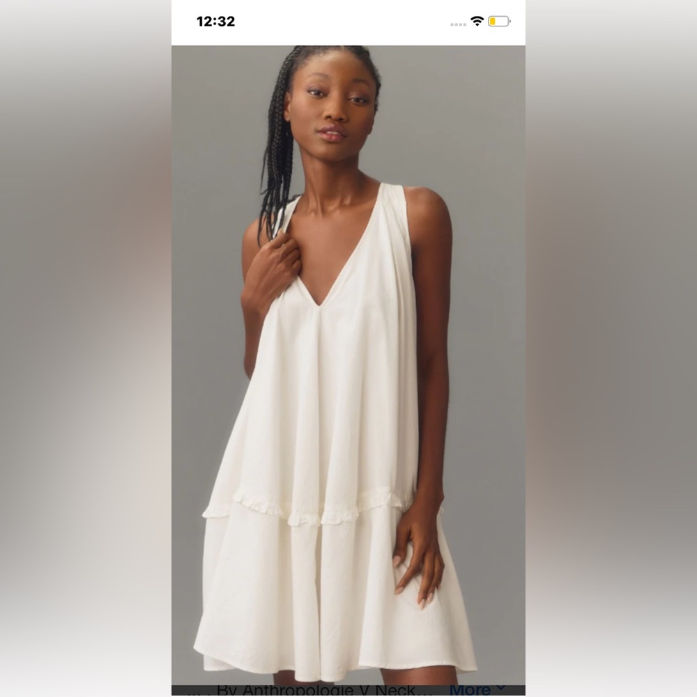 Anthropologie White V-Neck Dress NWT